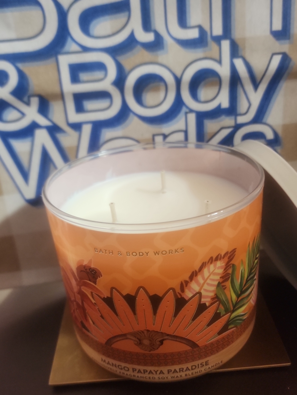 Mango Papaya Paradise Large 3-Wick Soy Candle Yum! - Picture 2 of 3